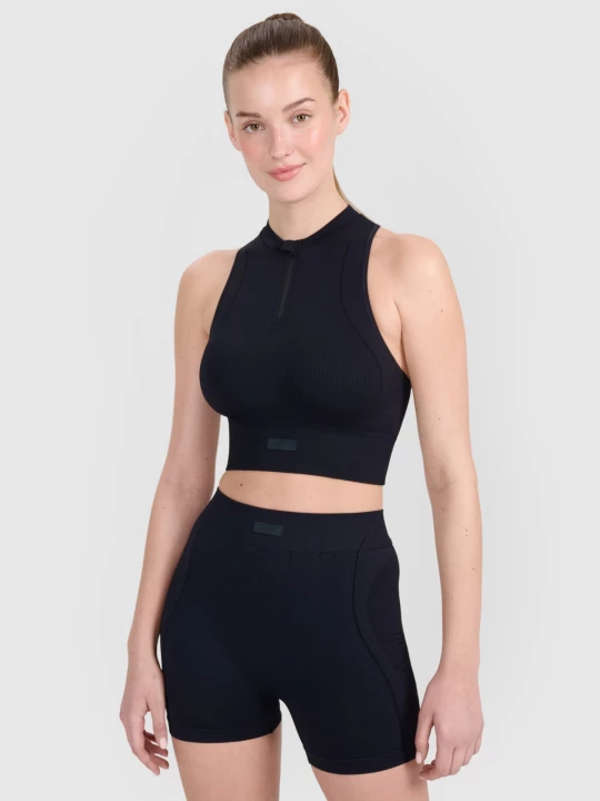 Obrázek produktu Dámský crop-top slim bezšvový tréninkový - černý 4F