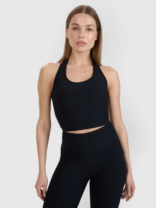 Obrázek produktu Dámský hladký crop top slim 4F | Anna Lewandowska - černý