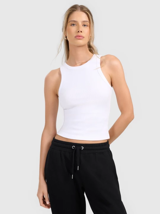 Obrázek produktu Dámský slim top z žebrovaného úpletu - bílý 4F