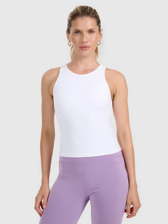 Obrázek produktu Dámský slim top z žebrovaného úpletu - bílý 4F