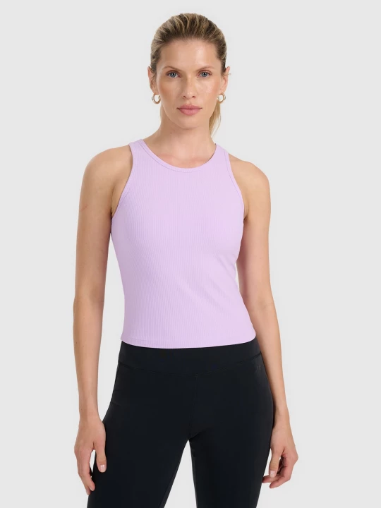 Obrázek produktu Dámský slim top z žebrovaného úpletu - fialový 4F