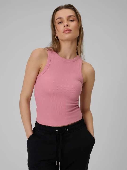 Obrázek produktu Dámský slim top z žebrovaného úpletu - šedý 4F růžový