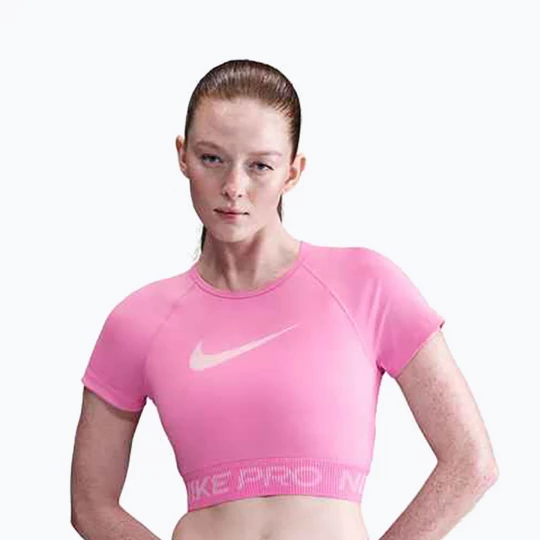 Obrázek produktu Dámský tréninkový top Nike Pro Dri-Fit Graphic Cropped playful pink / pink foam / white