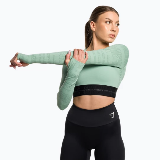 Obrázek produktu Dámský tréninkový top s dlouhým rukávem Gymshark Vision Crop Top green / black
