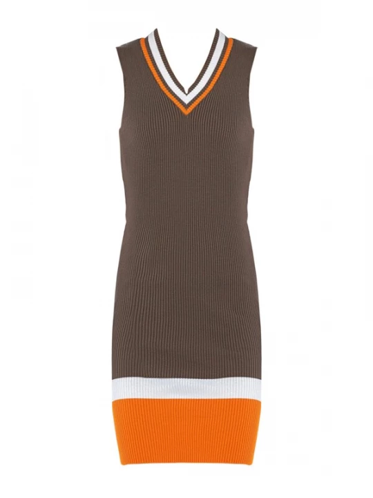 Obrázek produktu Dandalo Úpletové šaty khaki / oranžová / bílá