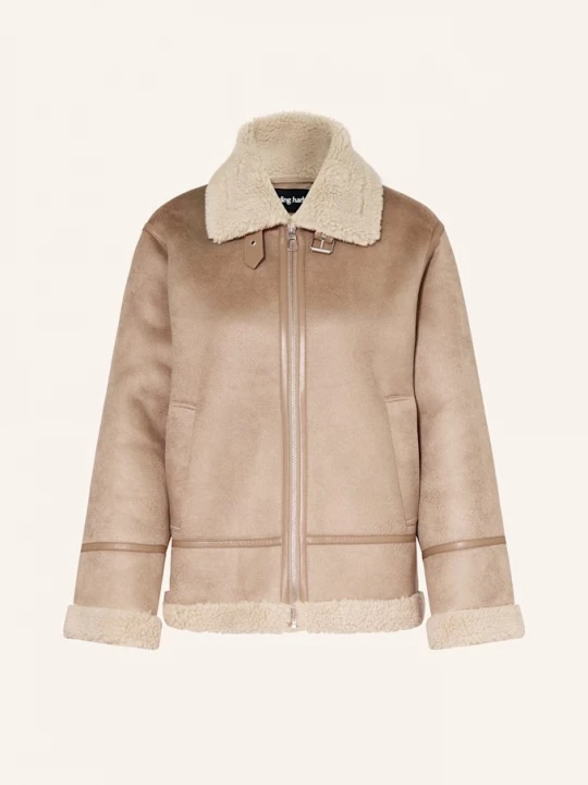 Obrázek produktu Darling Harbour Bunda V Koženém Vzhledu S Plyšem pebble