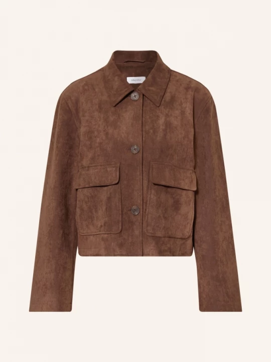 Obrázek produktu Darling Harbour Jerseyová Bunda V Koženém Vzhledu dark brown