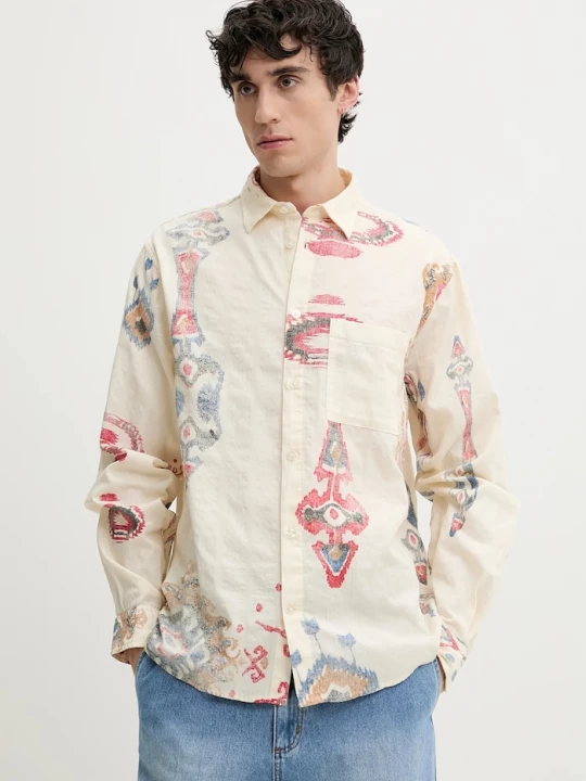Obrázek produktu Desigual Bavlněná košile Desigual IKAT béžová