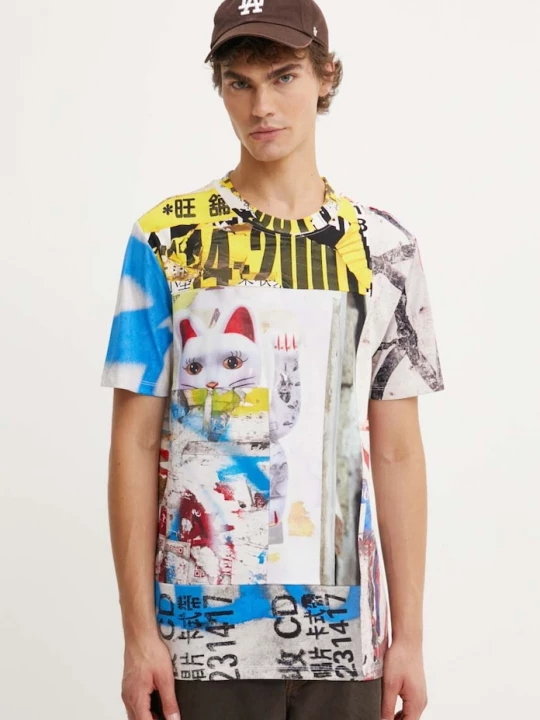 Obrázek produktu Desigual Bavlněné tričko Desigual ASAF béžová