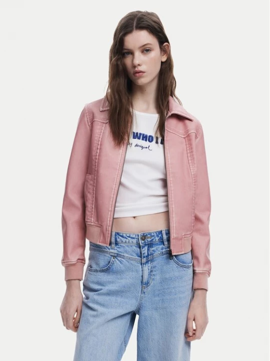 Obrázek produktu Desigual Bunda z imitace kůže 25SWEW47 Růžová Loose Fit