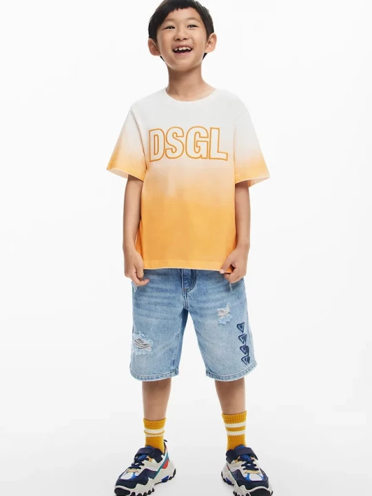 Obrázek produktu Desigual Dětské bavlněné tričko Desigual oranžová