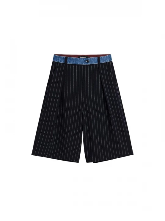 Obrázek produktu Desigual Kalhoty marine modrá / bílá