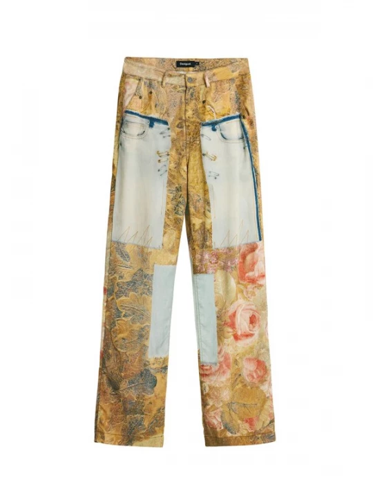 Obrázek produktu Desigual Kalhoty nebeská modř / žlutá / růžová