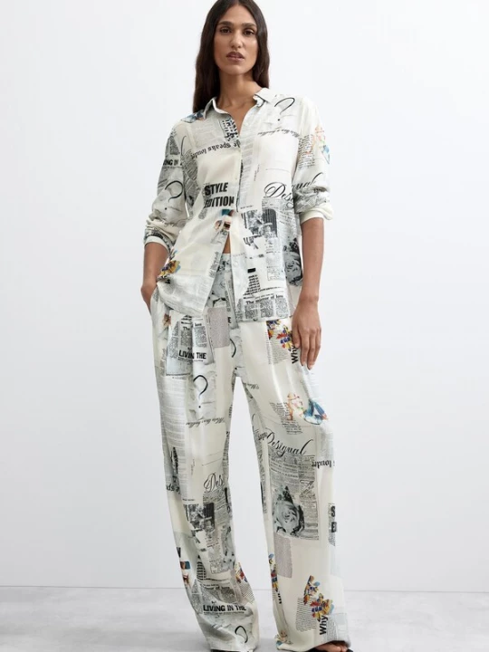 Obrázek produktu Desigual Kalhoty se sklady v pase světlemodrá / kari / černá / offwhite