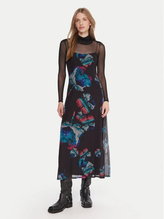Obrázek produktu Desigual Každodenní šaty Watercolor Lacroix 25WWVK03 Černá Regular Fit