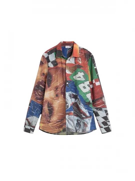 Obrázek produktu Desigual Košile tmavě modrá / hnědá / světle šedá / rezavě červená