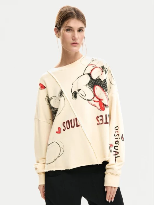 Obrázek produktu Desigual Mikina Muak Mickey 26SWSK17 Béžová Relaxed Fit
