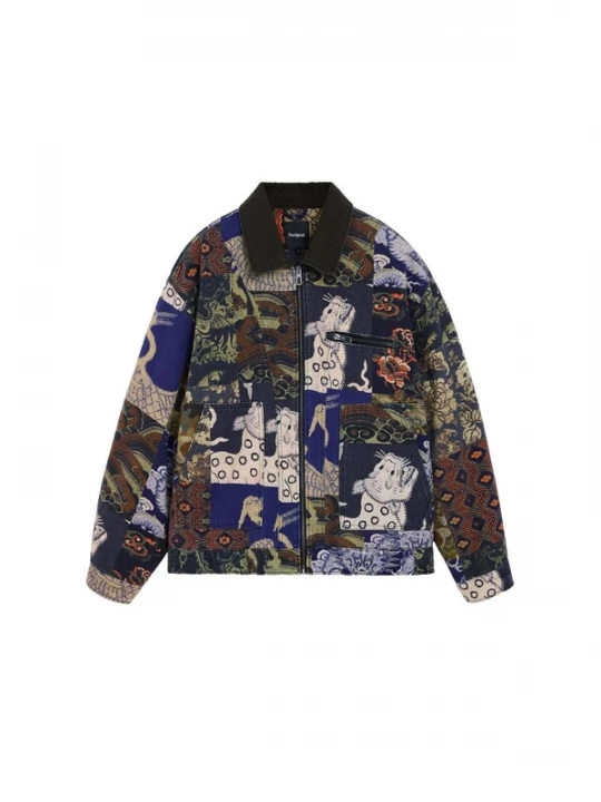 Obrázek produktu Desigual Přechodná bunda tmavě modrá / hnědá / zelená / offwhite