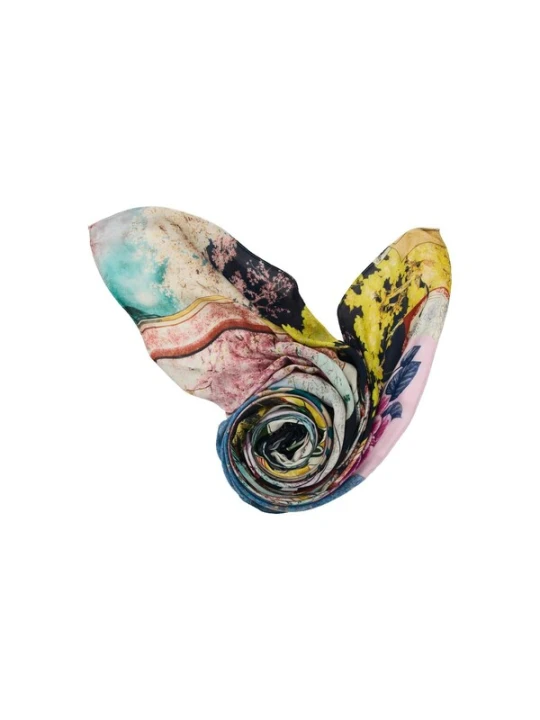 Obrázek produktu Desigual Šátek nebeská modř / žlutá / růže