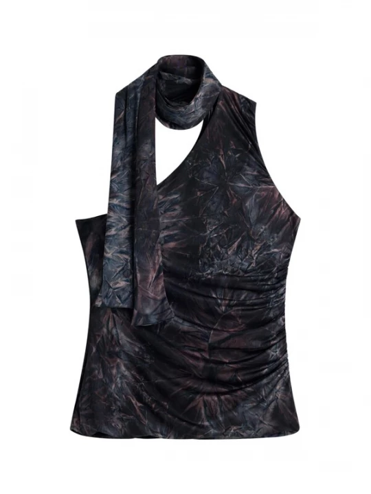 Obrázek produktu Desigual Top hnědá / fialová / černá / stříbrná