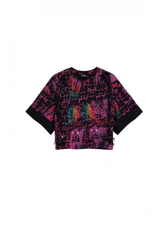 Obrázek produktu Desigual Tričko fialová / tmavě růžová / černá