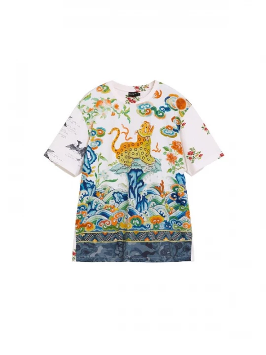 Obrázek produktu Desigual Tričko tmavě modrá / zelená / oranžová / bílá