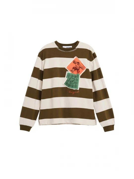 Obrázek produktu Desigual Tričko zelená / khaki / oranžová / bílá