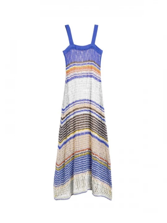 Obrázek produktu Desigual Úpletové šaty královská modrá / tmavě hnědá / oranžová / offwhite