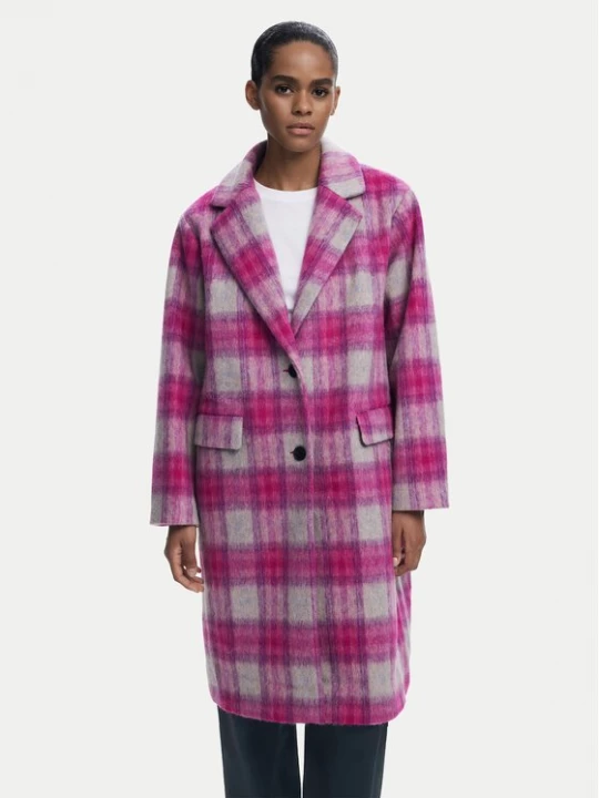 Obrázek produktu Desigual Vlněný kabát Pinkcheck 25WWEW15 Růžová Regular Fit