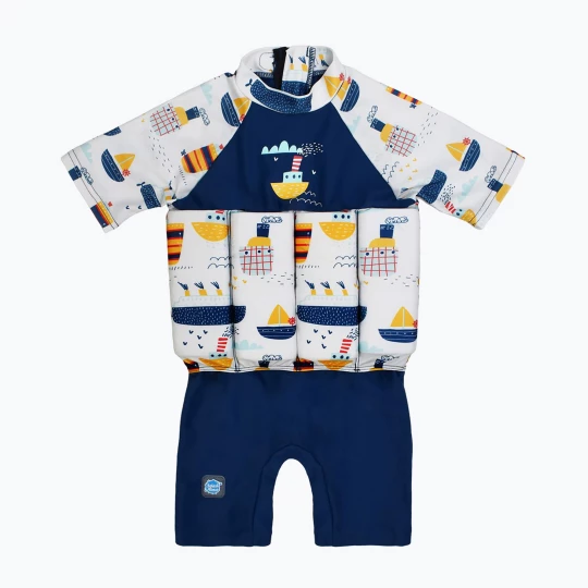 Obrázek produktu Dětská plavecká kombinéza Splash About Sleeved Floatsuit tug boats Námořnická modř