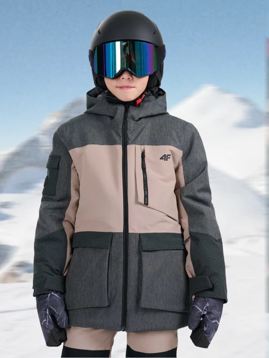 Obrázek produktu Dětská snowboardová bunda membrána 10000 - hnědá 4F