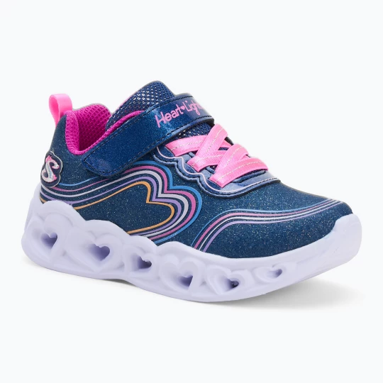 Obrázek produktu Dětské boty SKECHERS Heart Lights Retro Hearts navy leather / multi trim Námořnická modř