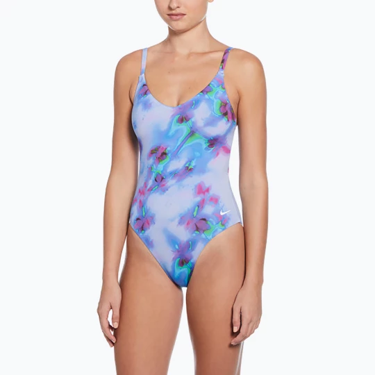 Obrázek produktu Dětské jednodílné plavky Nike Floral Blur V-Neck hydrangeas Modrá