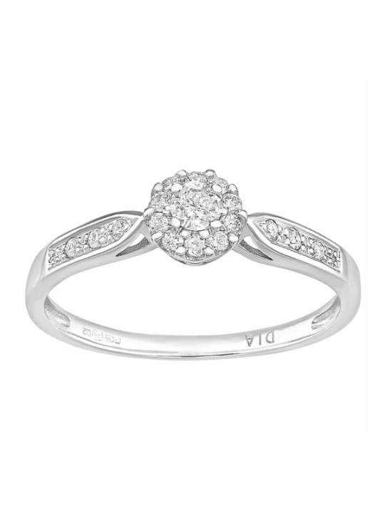Obrázek produktu DIAMANT LETERNEL Prsten 'Cluster-Ring aus 375 Weißgold mit 0.25 Karat Diamant' stříbrná DIAMANT L'ÉTERNEL