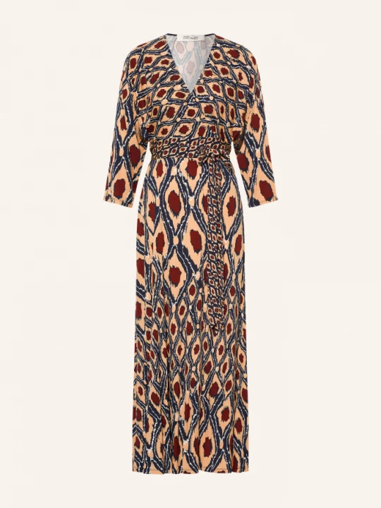 Obrázek produktu Diane Von Furstenberg Šaty Ivara Se Zavinováním S 3 / 4 Rukávy béžová / hnědá / tmavě modrá