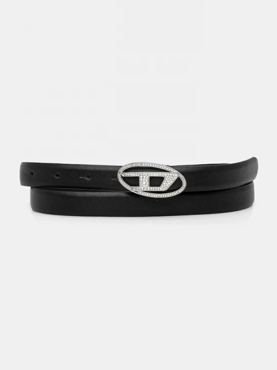 Obrázek produktu Diesel Kožený pásek Diesel OVAL D LOGO B-1DR STRASS 20 černá