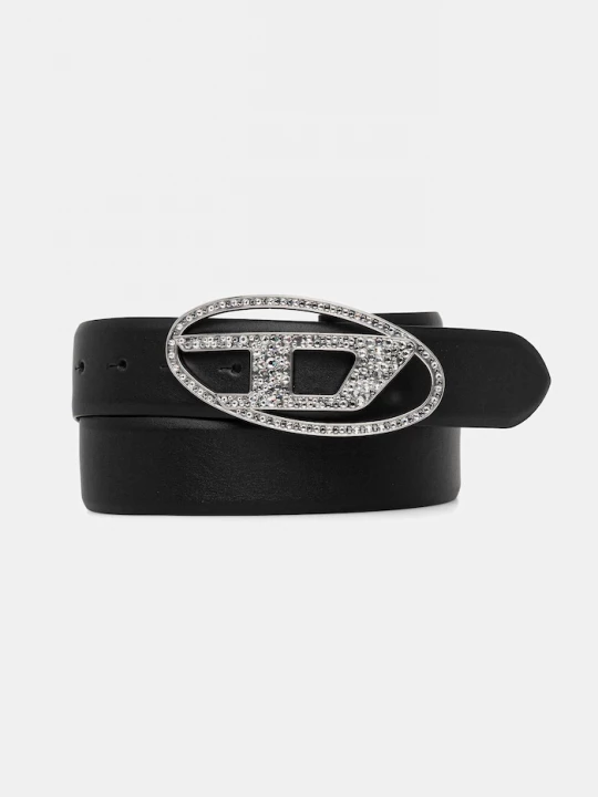 Obrázek produktu Diesel Kožený pásek Diesel OVAL D LOGO B-1DR STRASS černá