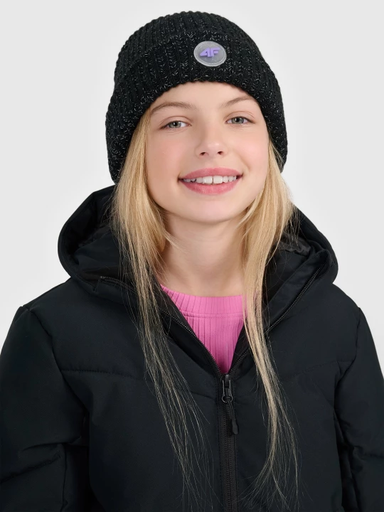 Obrázek produktu Dívčí beanie čepice - černá 4F