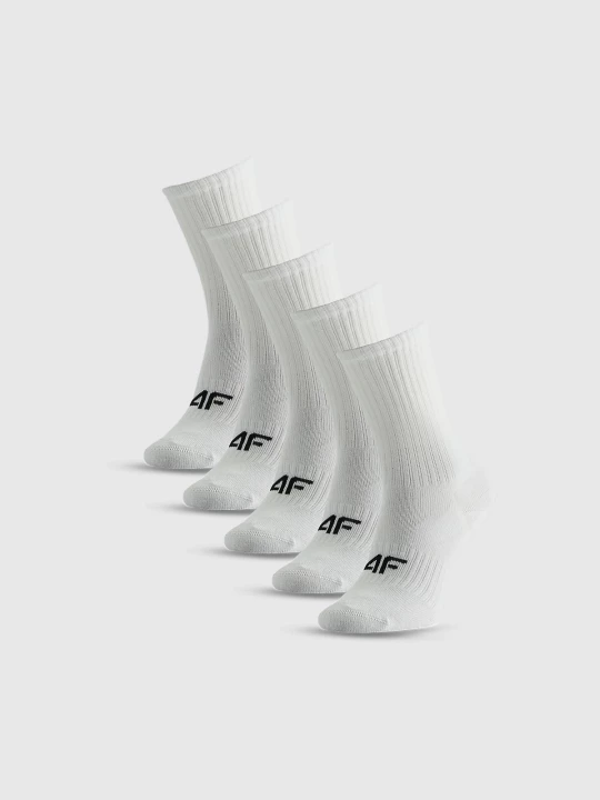 Obrázek produktu Dívčí dlouhé ponožky (5-pack) - bílé 4F