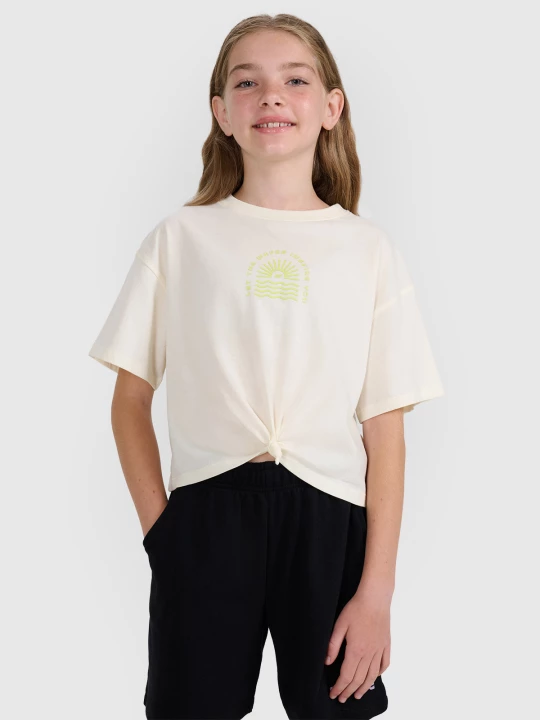 Obrázek produktu 4F Dívčí oversize crop top tričko s potiskem - bílé