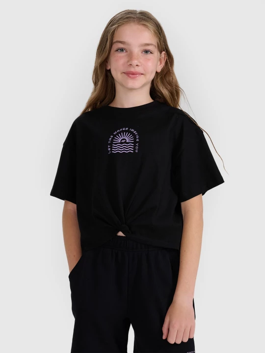 Obrázek produktu 4F Dívčí oversize crop top tričko s potiskem - černé