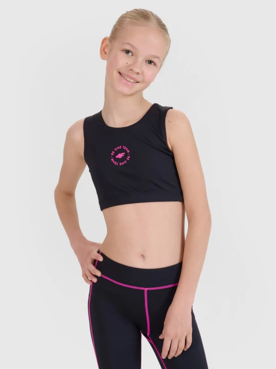 Obrázek produktu Dívčí rychleschnoucí sportovní podprsenka - černá 4F