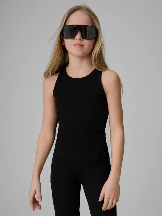 Obrázek produktu Dívčí slim crop top hladký - černý 4F