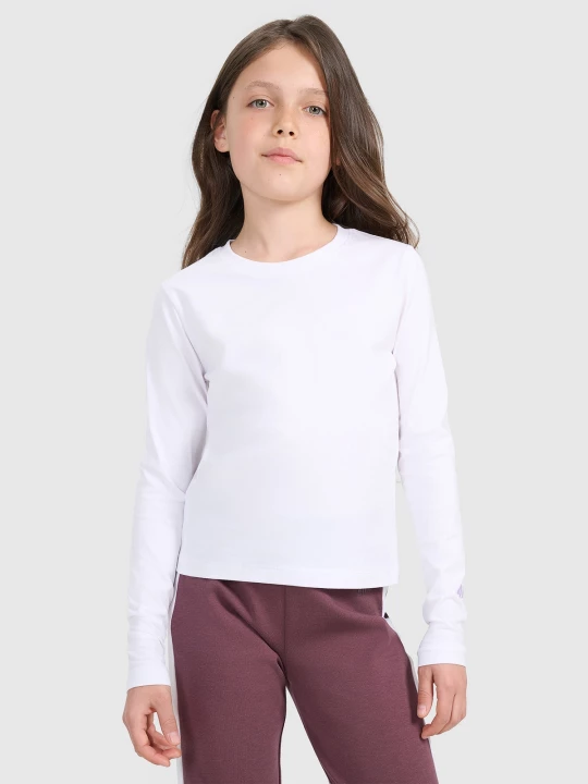 Obrázek produktu Dívčí slim hladký longsleeve - bílý 4F