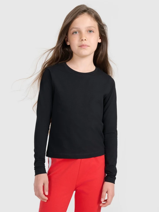 Obrázek produktu Dívčí slim hladký longsleeve - černý 4F