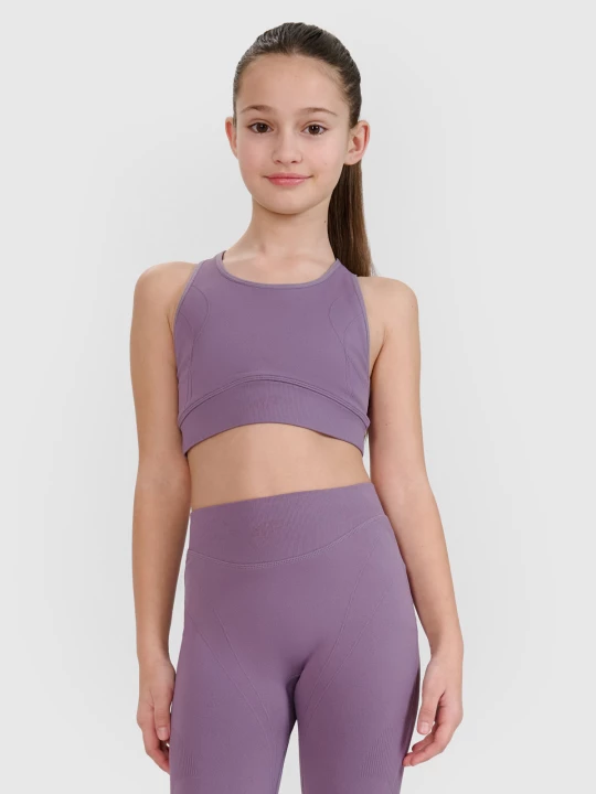 Obrázek produktu Dívčí sportovní rychleschnoucí crop top 4F JUNIOR | Anna Lewandowska - fialový