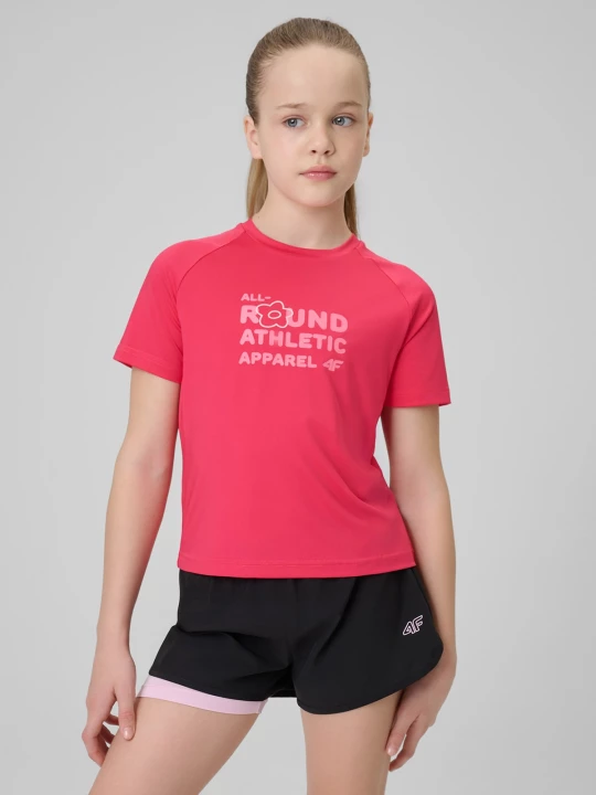 Obrázek produktu Dívčí sportovní rychleschnoucí tričko - růžové 4F