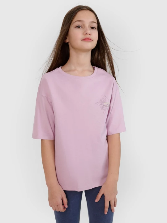 Obrázek produktu Dívčí tričko oversize s potiskem - fialové 4F