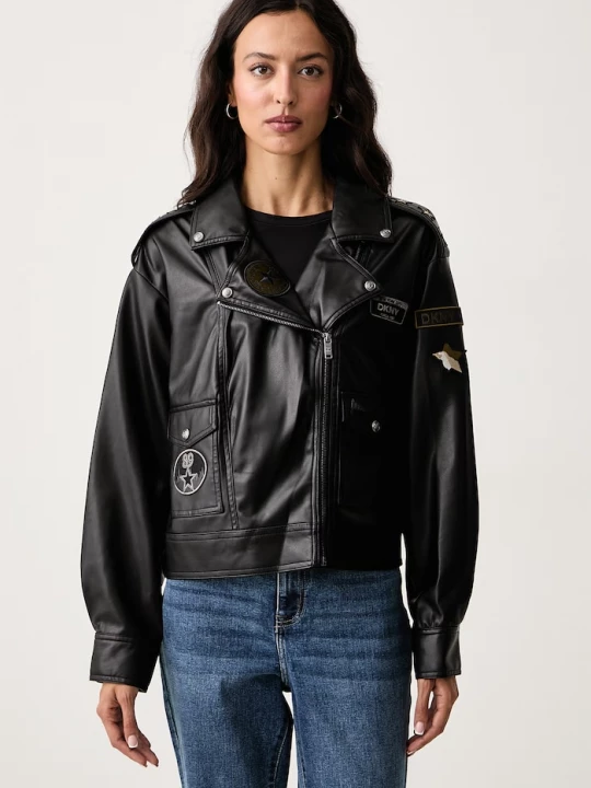 Obrázek produktu DKNY ramoneska dámská z imitace kůže černá