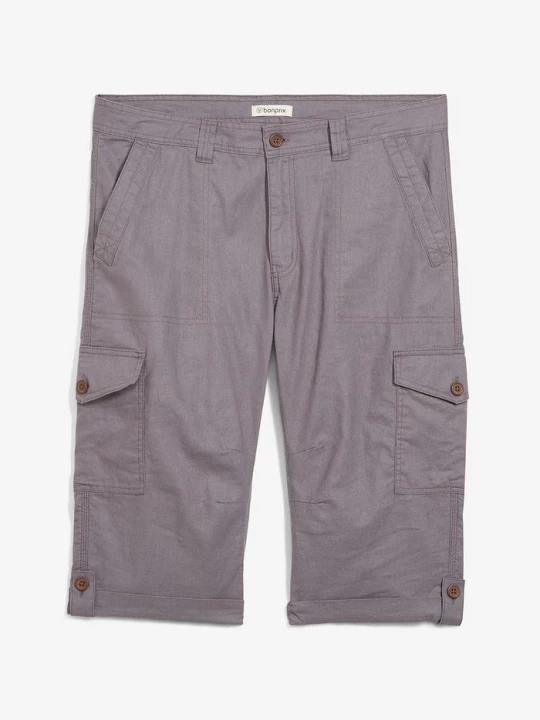 Obrázek produktu Dlouhé cargo bermudy Regular Fit, ze vzdušné lněné směsi BonPrix